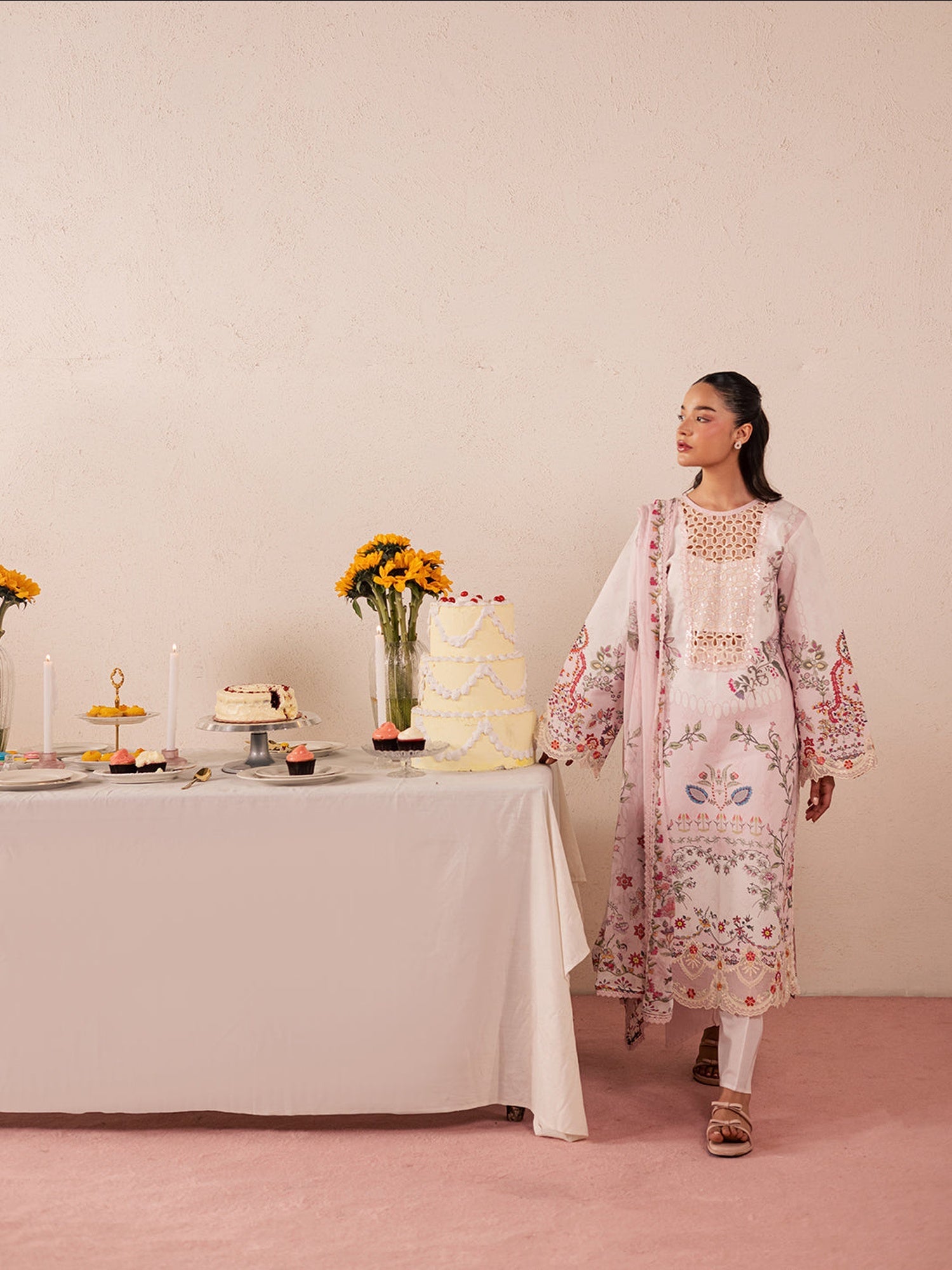 Pink Mahnur Jahaan Lawn'26 Embroidered Stitched 3-Piece Suit-MJ-02
