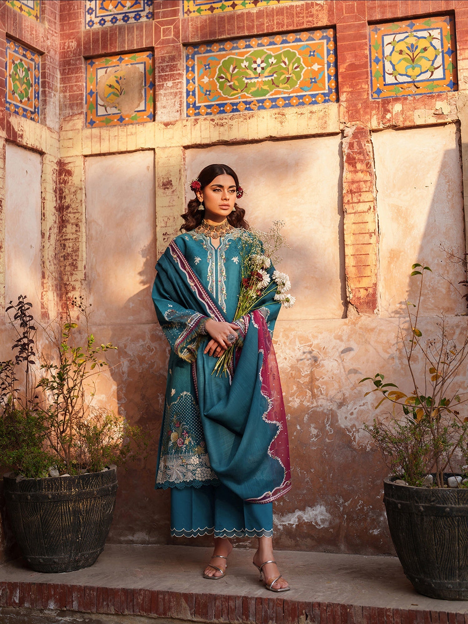 Blue Binilyas Suroor Lawn'26 Embroidered Unstitched 3-Piece Suit-243-B