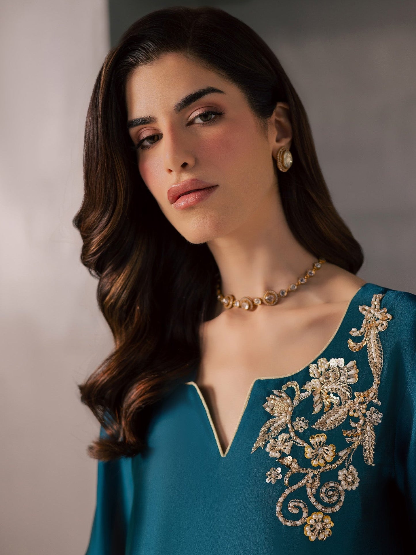 Blue Allure By IH Full Circle Tussel Silk Embroidered Stitched 3-Piece Suit-Flow