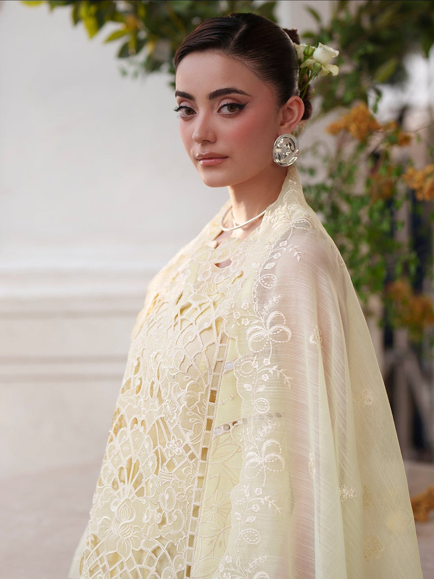 Yellow Mahnur Nilofer Luxury Lawn'26 Embroidered Stitched 3-Piece Suit-NL-07