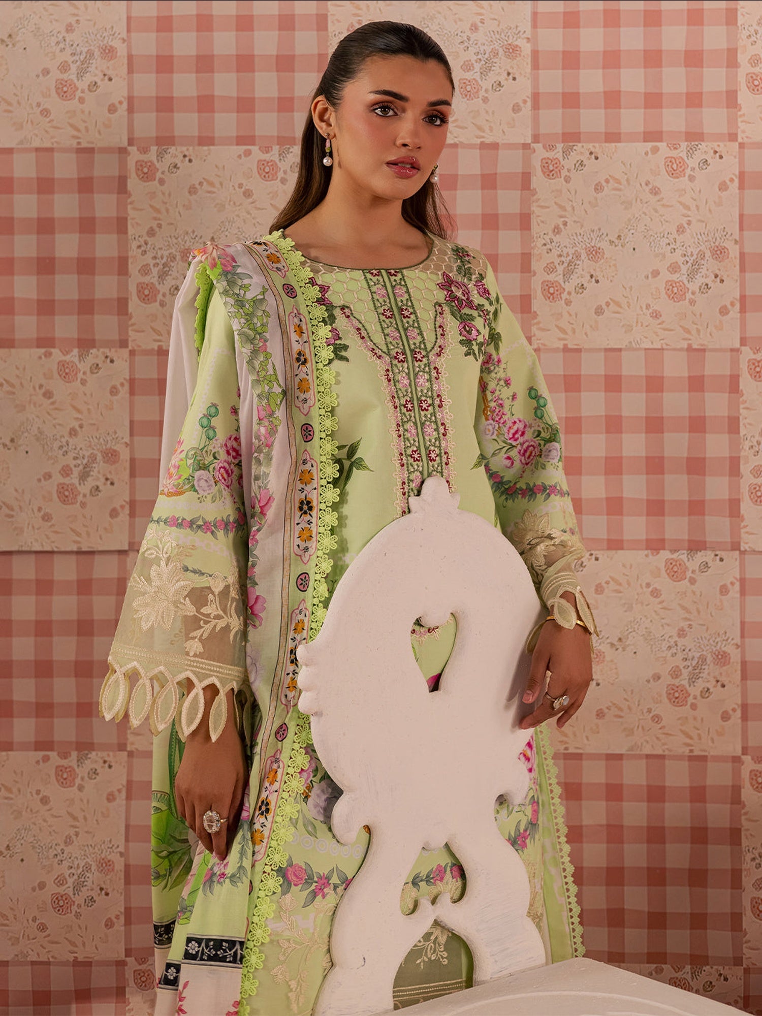 Pistachio Mahnur Afsana Lawn'26 Embroidered Unstitched 3-Piece Suit-AL-01