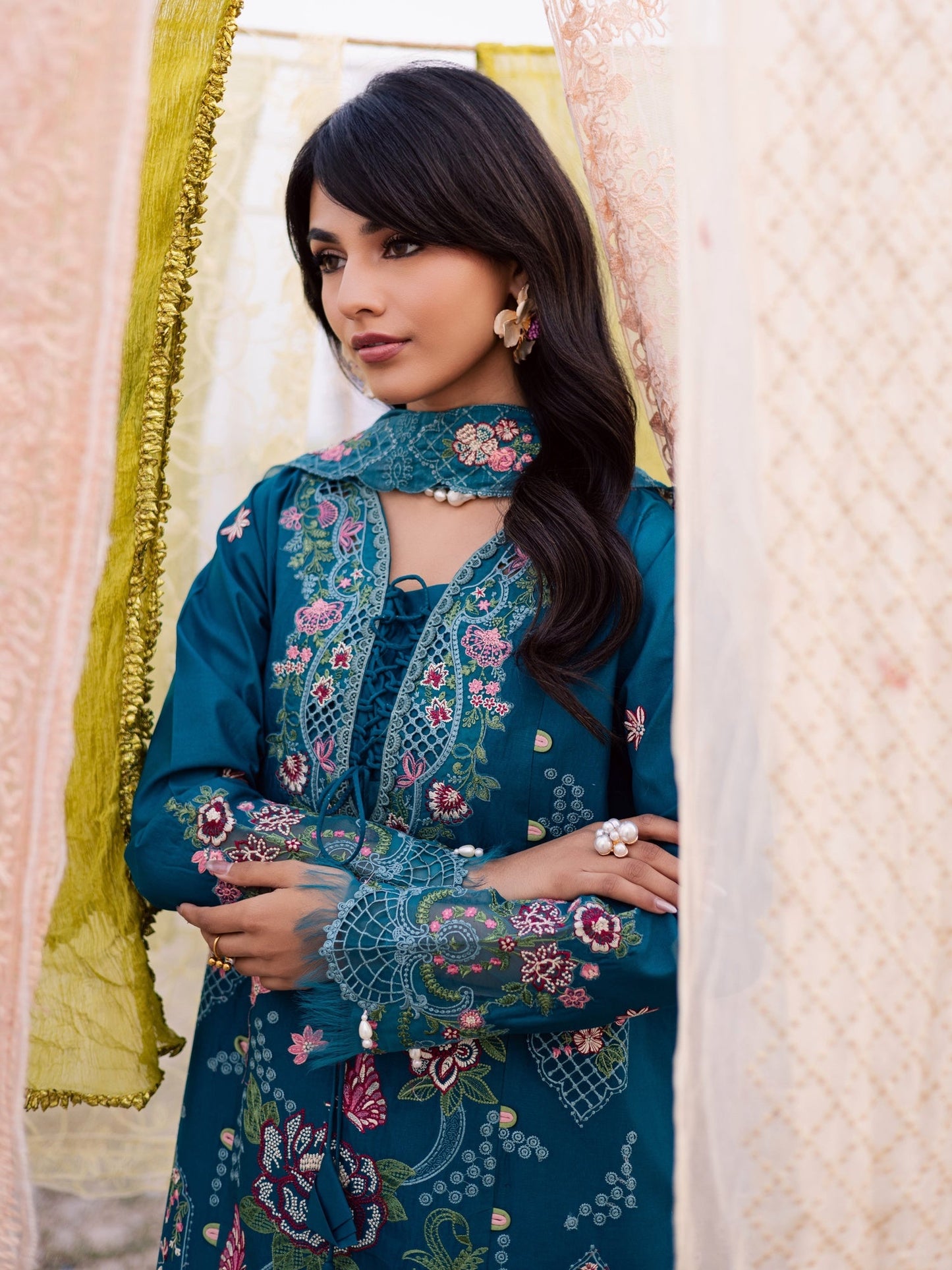 Blue Parishay Dil e Raqsam Lawn'26 Embroidered Unstitched 3-Piece Suit-DR-08