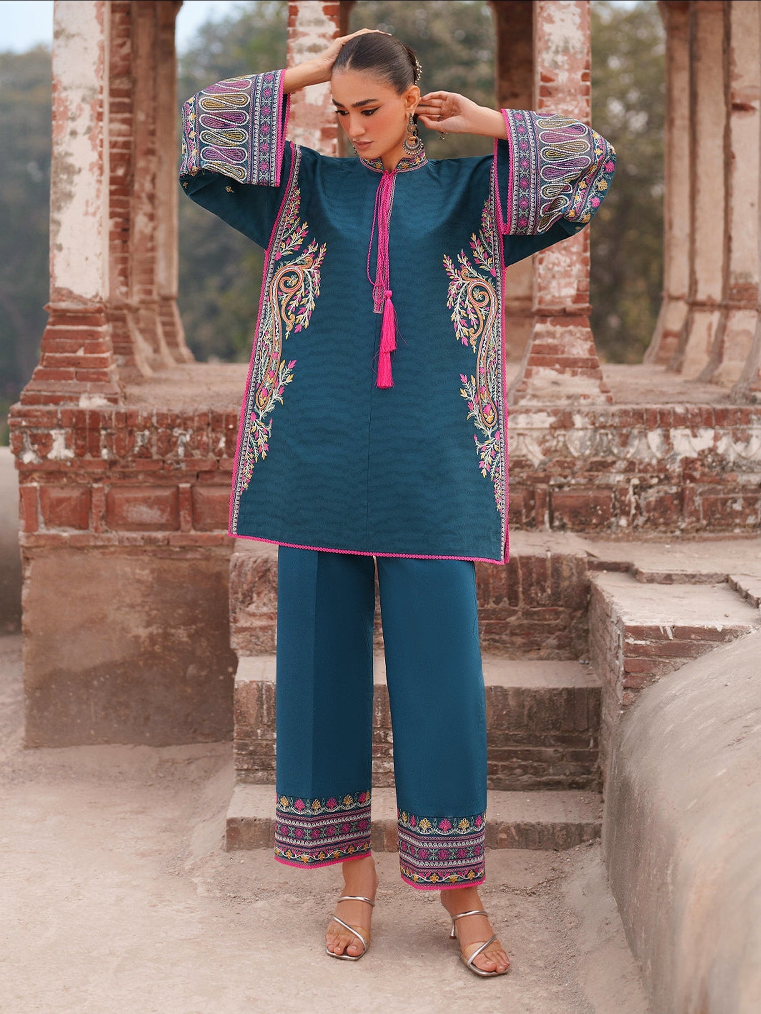 Blue Binilyas Suroor Lawn'26 Embroidered Unstitched 3-Piece Suit-246-A