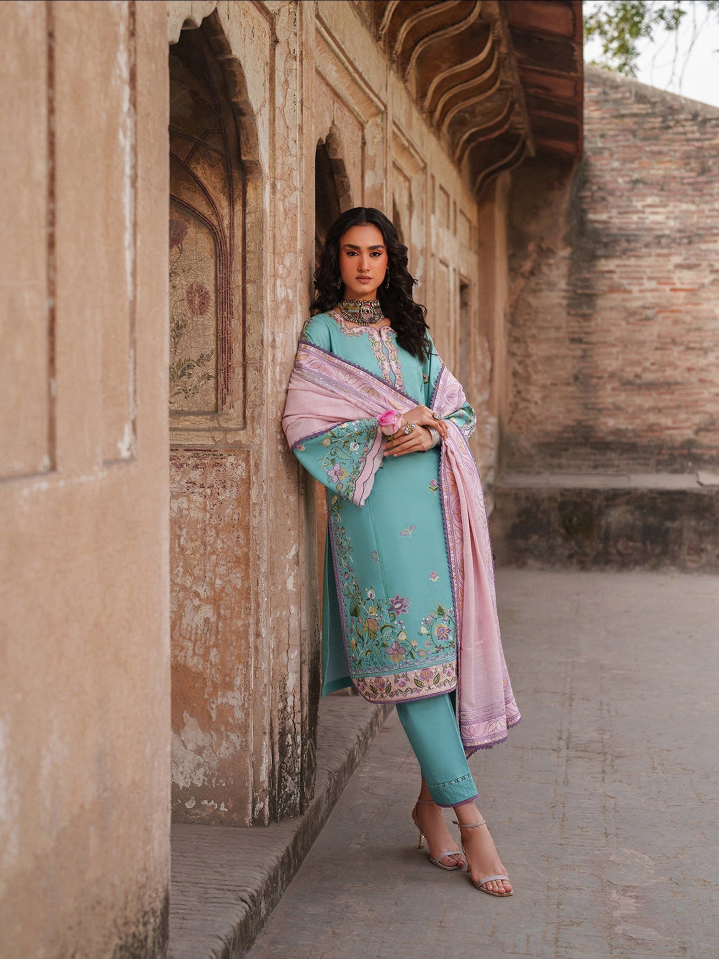 Blue Binilyas Suroor Lawn'26 Embroidered Unstitched 3-Piece Suit-247-A
