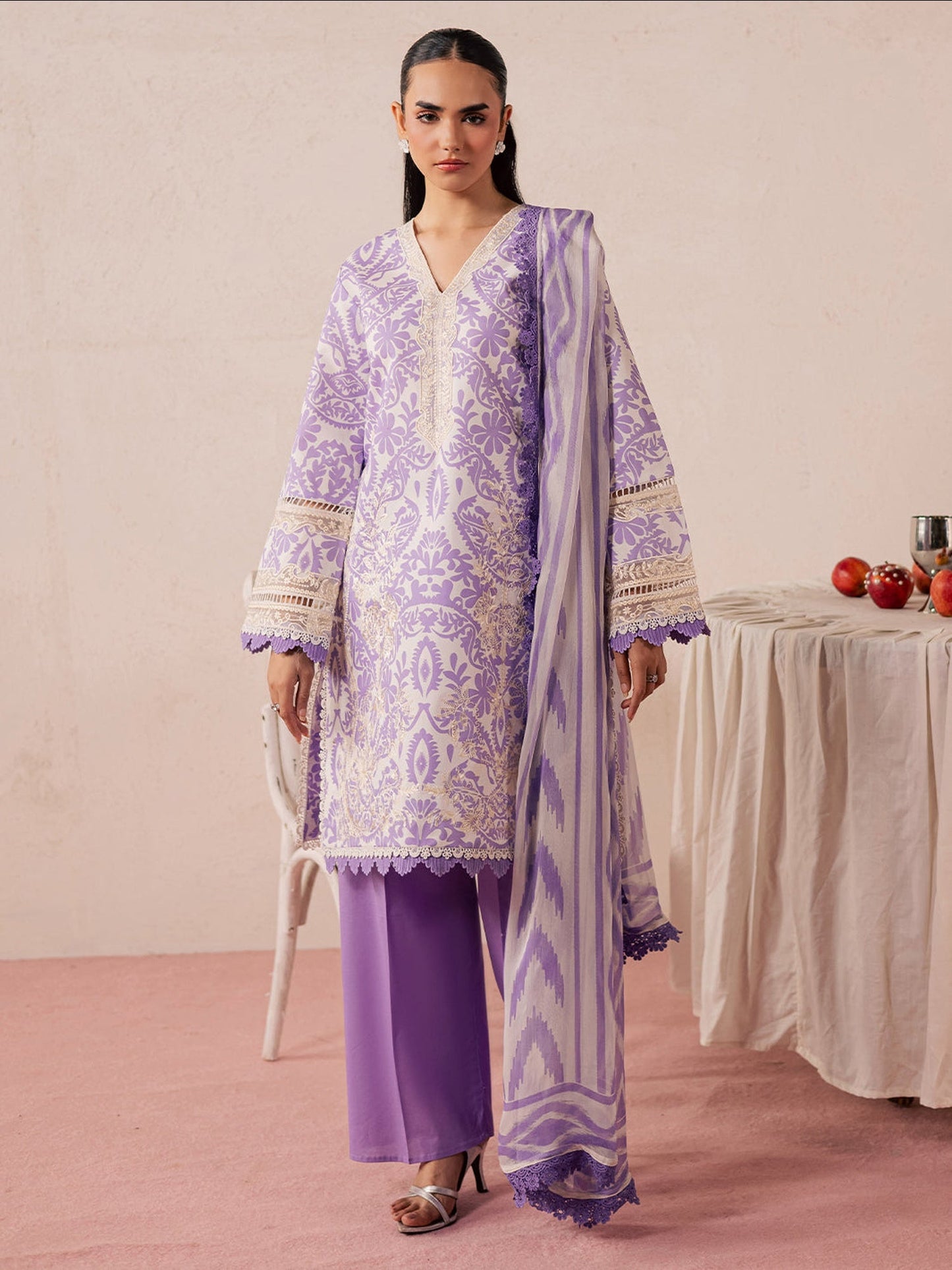 Lilac Mahnur Jahaan Lawn'26 Embroidered Unstitched 3-Piece Suit-MJ-10