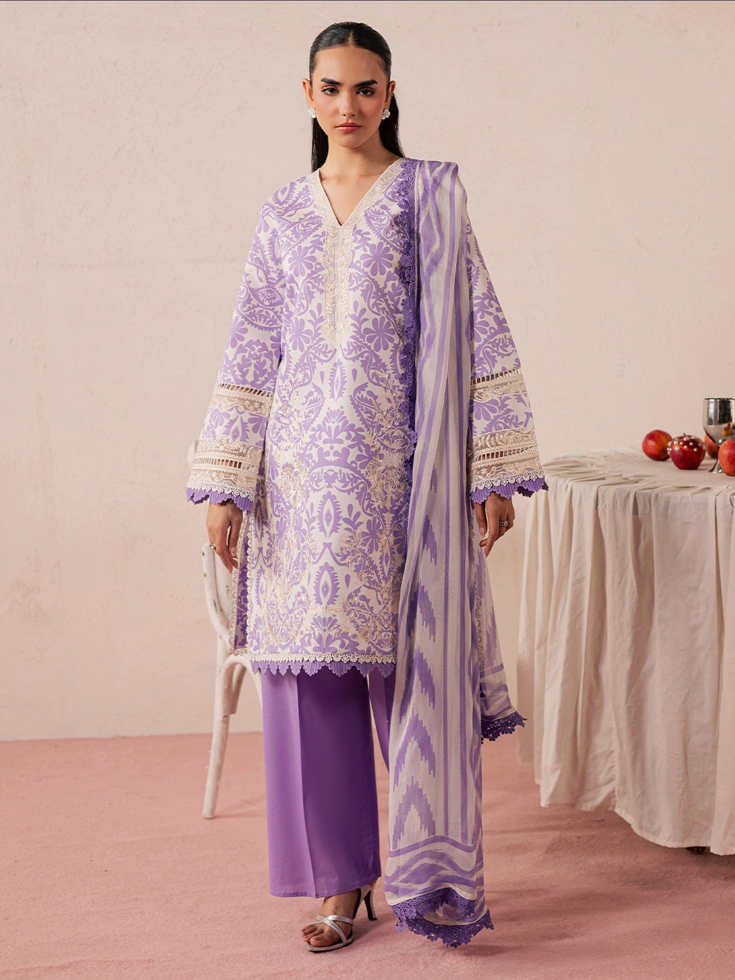 Lilac Mahnur Jahaan Lawn'26 Embroidered Unstitched 3-Piece Suit-MJ-10