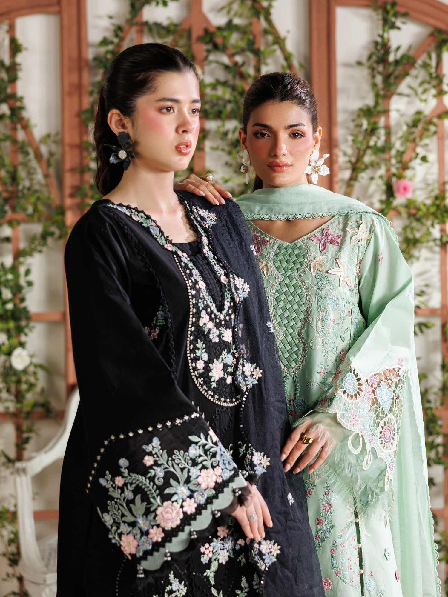 Black Parishay Marbella Summer Lawn‘26 Embroidered Unstitched 3-Piece Suit-MB-05