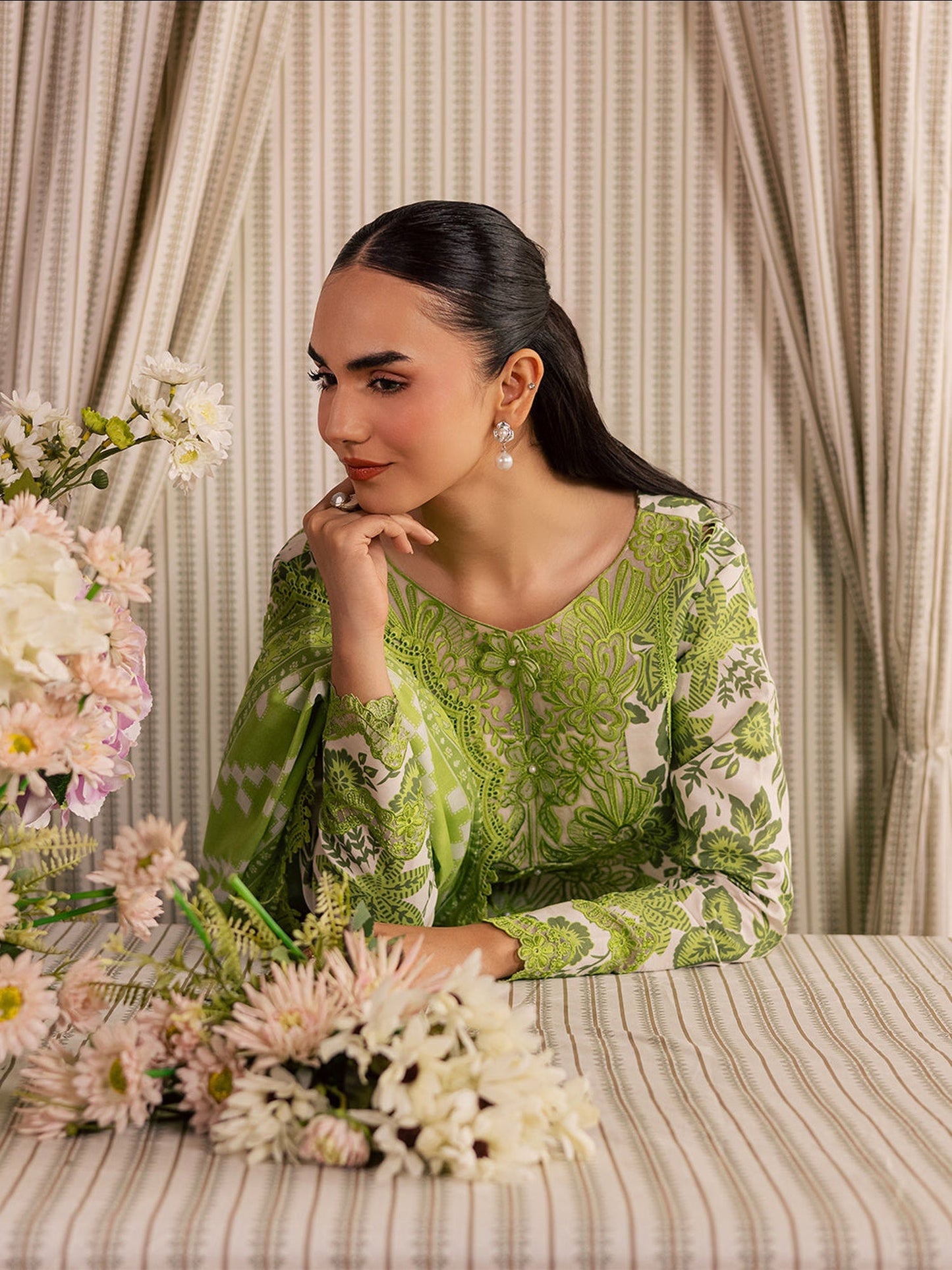 Pistachio Mahnur Afsana Lawn'26 Embroidered Unstitched 3-Piece Suit-AL-01