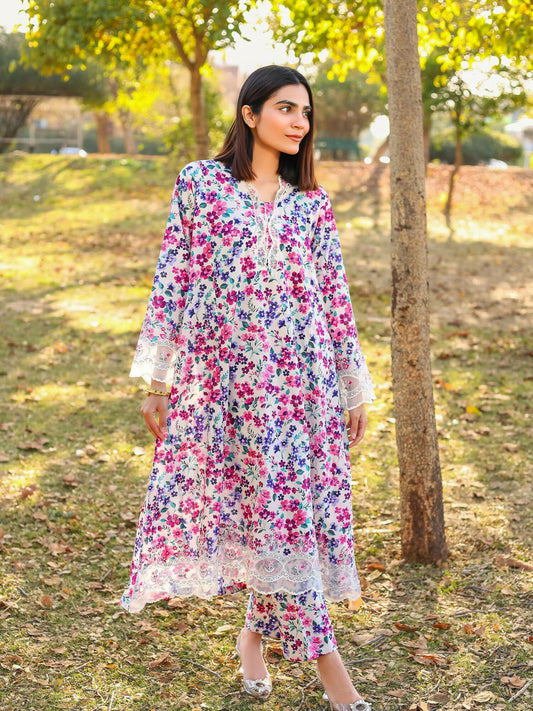 MAK Fashion Lawn Embroidered Stitched 2-Piece Suit-Blossom