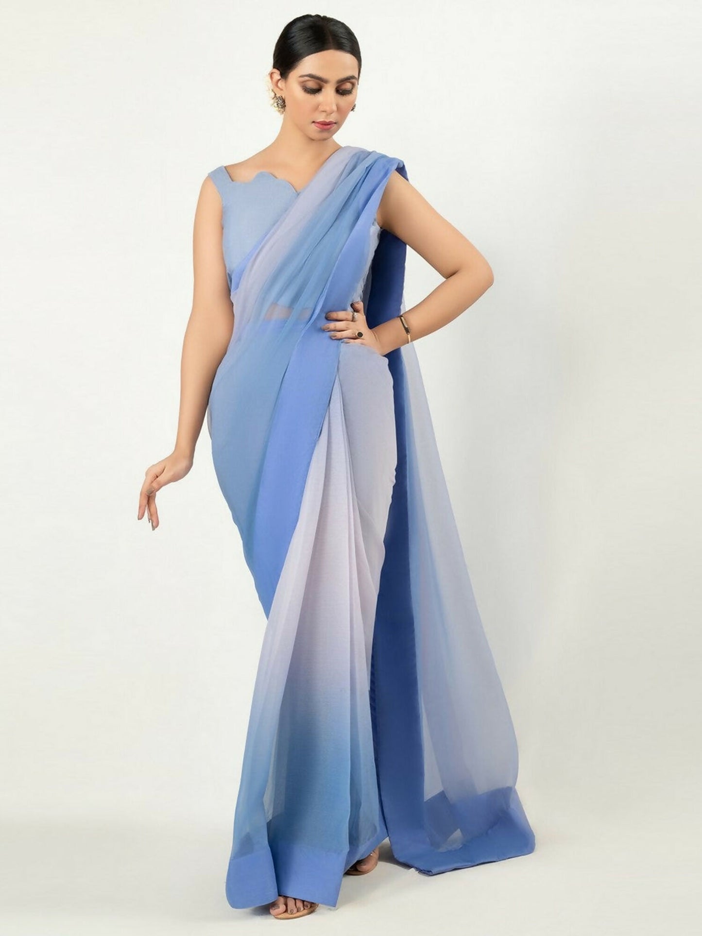 Imran Aftab Chiffon Printed Stitched Saree-IASC 16