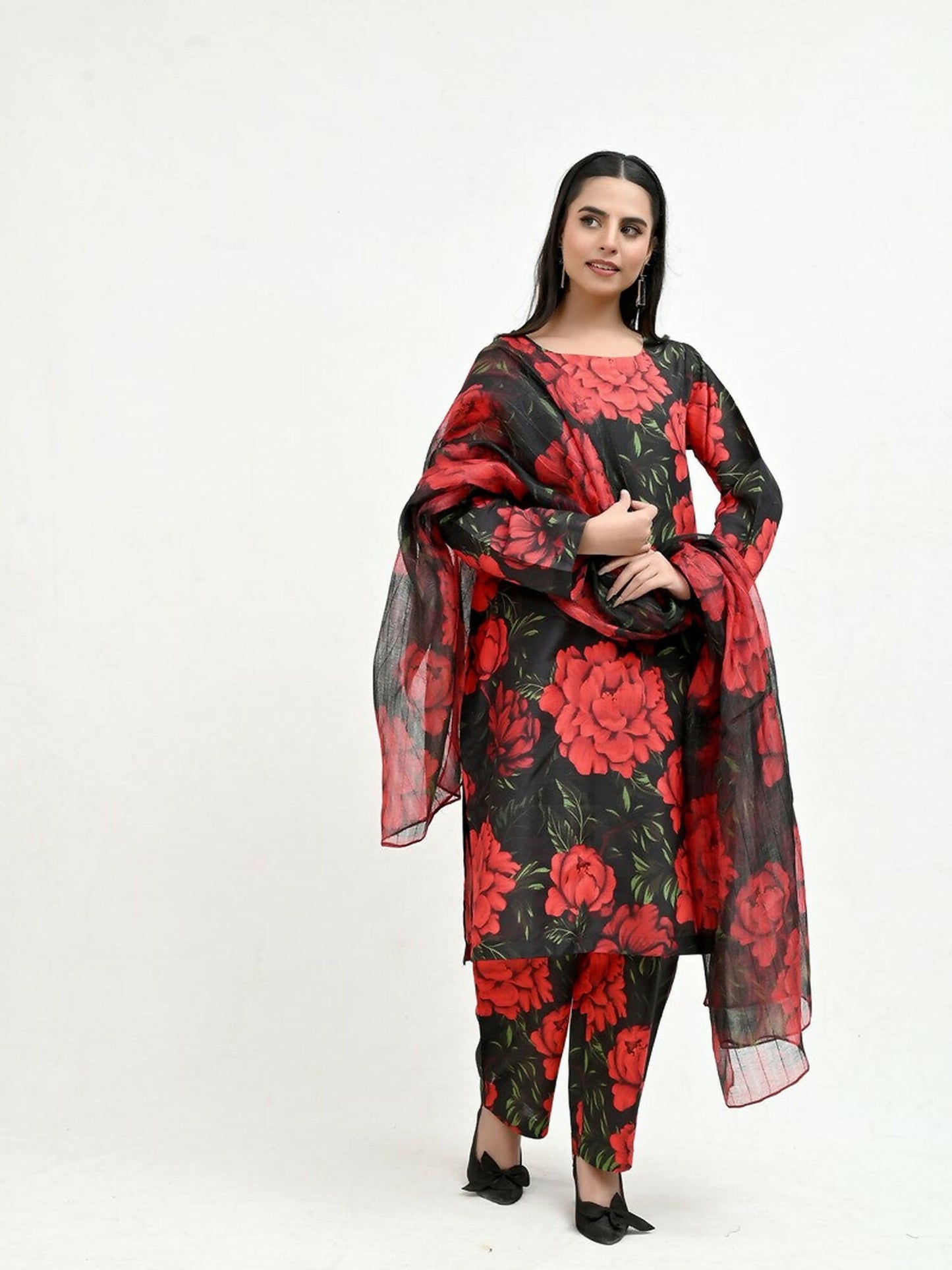 Imran Aftab Valentine's Day Raw Silk Printed Stitched 3-Piece Suit-IAVD 06