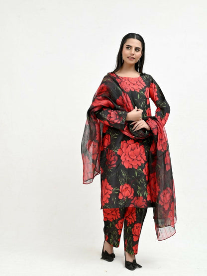 Imran Aftab Valentine's Day Raw Silk Printed Stitched 3-Piece Suit-IAVD 06