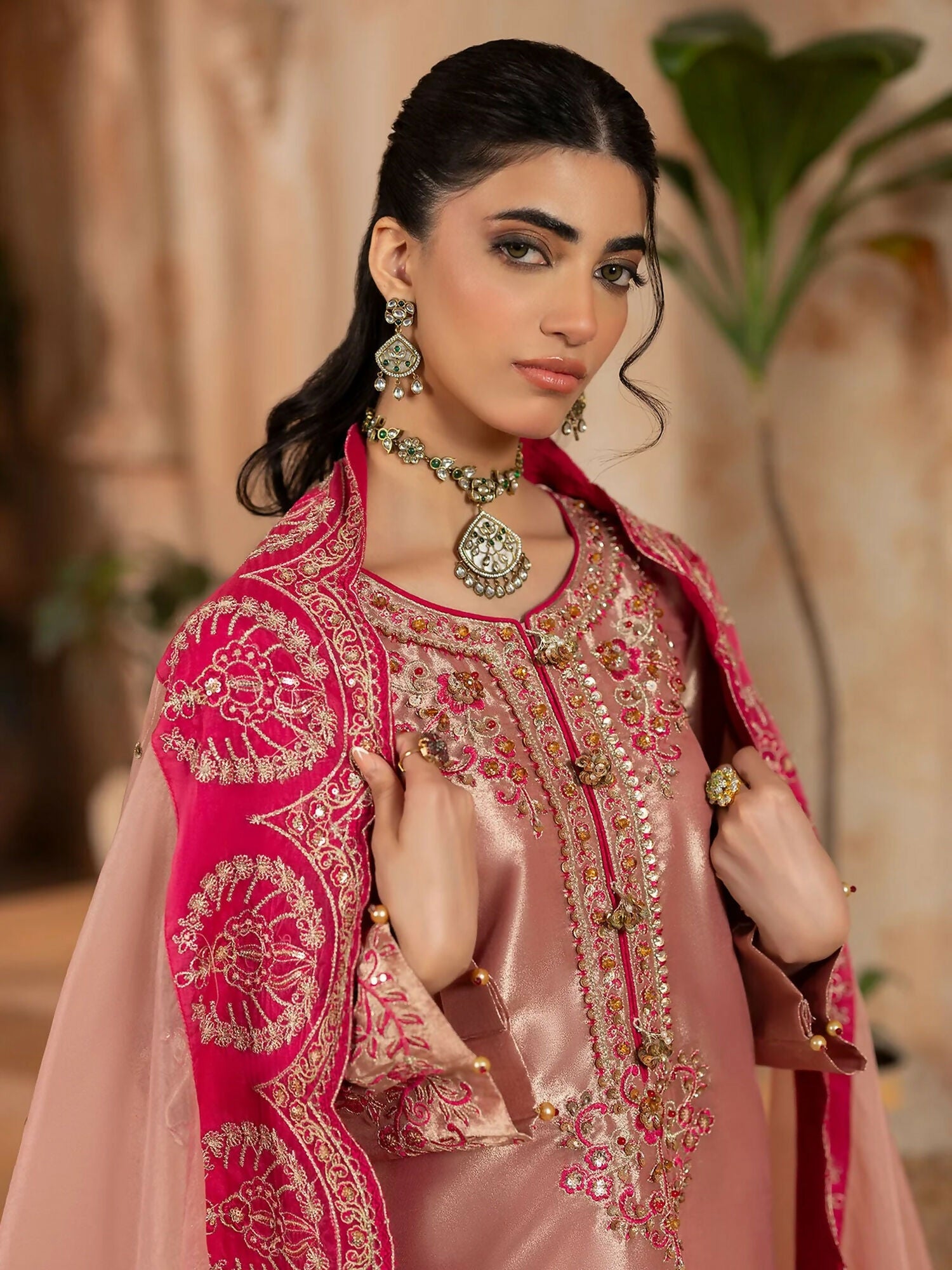 Shurooq Kanpur 1912 Tissue Embellished Stitched 3-Piece Suit-Sukhan