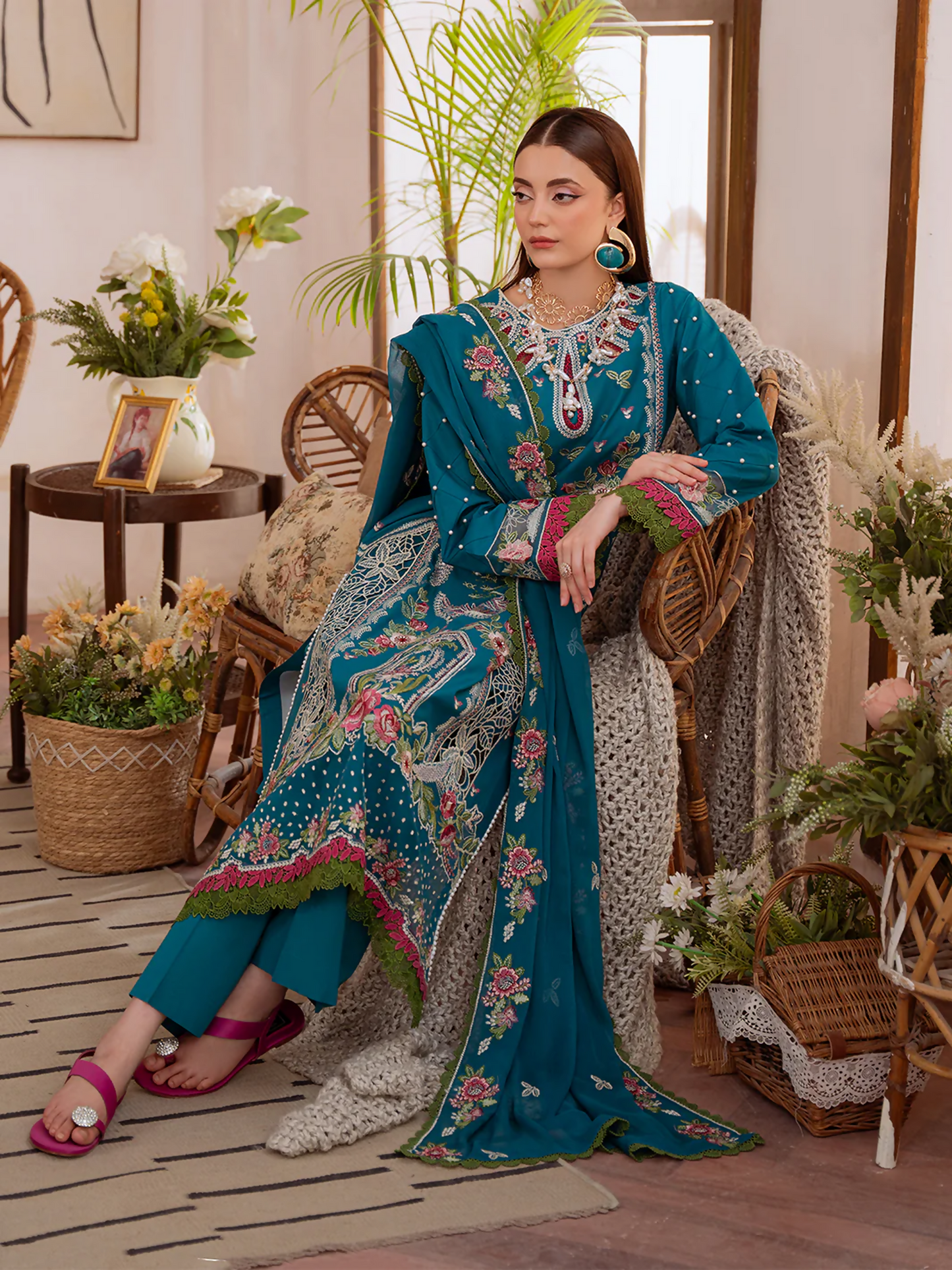 Mahnur Shanaya Lawn Embroidered Unstitched 3-Piece Suit-SN-12