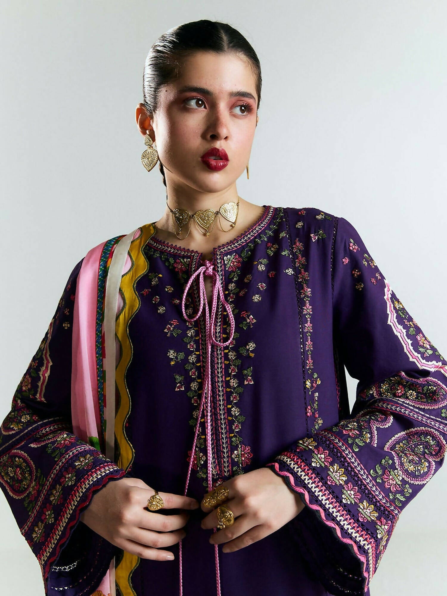 Jugnu by Hussain Rehar SS'25 Edit II Cotton Embroidered Unstitched 3-Piece Suit-SAGAR