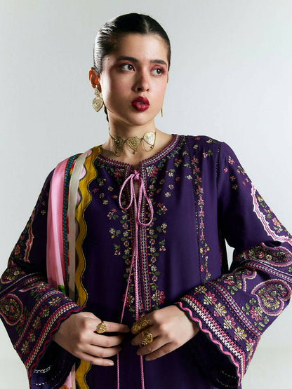 Jugnu by Hussain Rehar SS'25 Edit II Cotton Embroidered Unstitched 3-Piece Suit-SAGAR