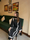 Tawakal Closet Linen Embroidered Stitched 3-Piece Suit-Blackish