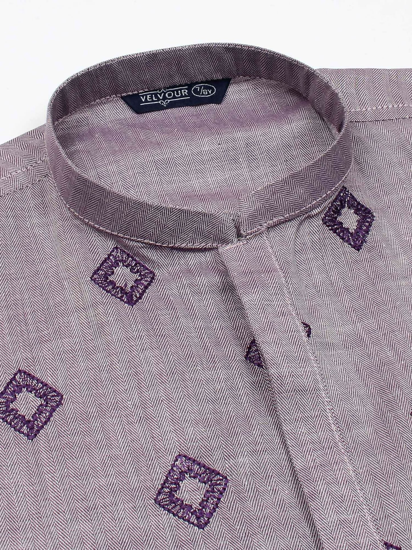 Velvour Boys Cotton Embroidered Stitched Kurta-VB196-G