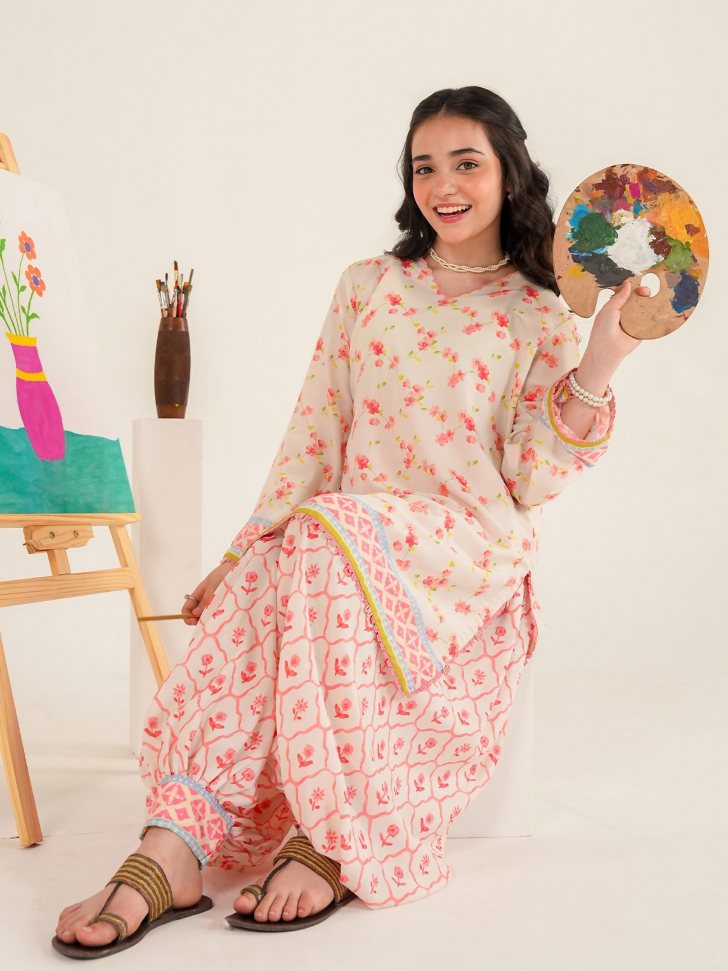 Panache Apparel Bloomie Silk Lawn Printed Stitched Suit-Paintsy