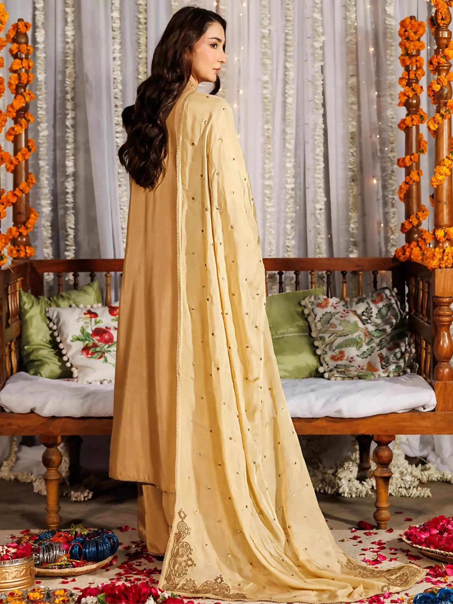 Panache Apparel Noore Eid Edit Raw Silk Embroidered Stitched Suit-Deyar