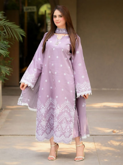 Tawakal Closet Cotton Embroidered Stitched 3-Piece Suit-Sarah