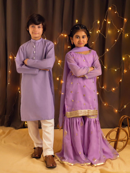 Kidoz Kloset Wash & Wear Kurta Pajama-Lilac Dreams