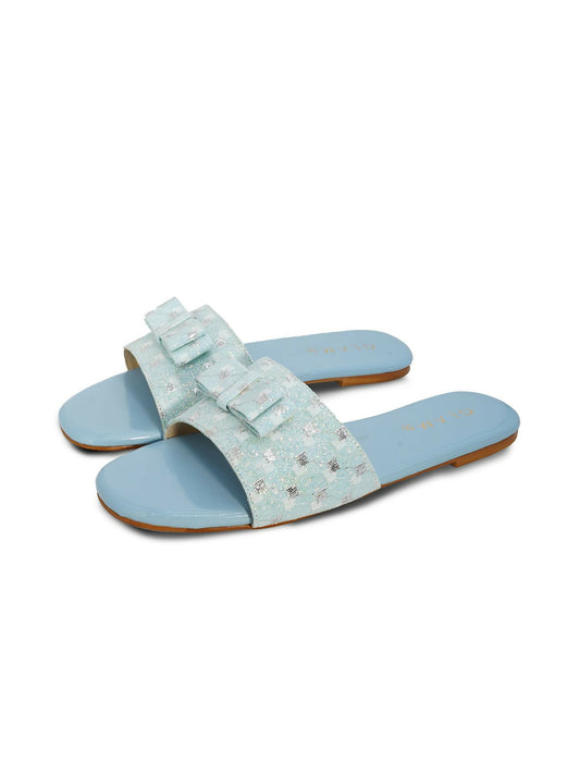 Light Blue Royale Leather Women’s Slides