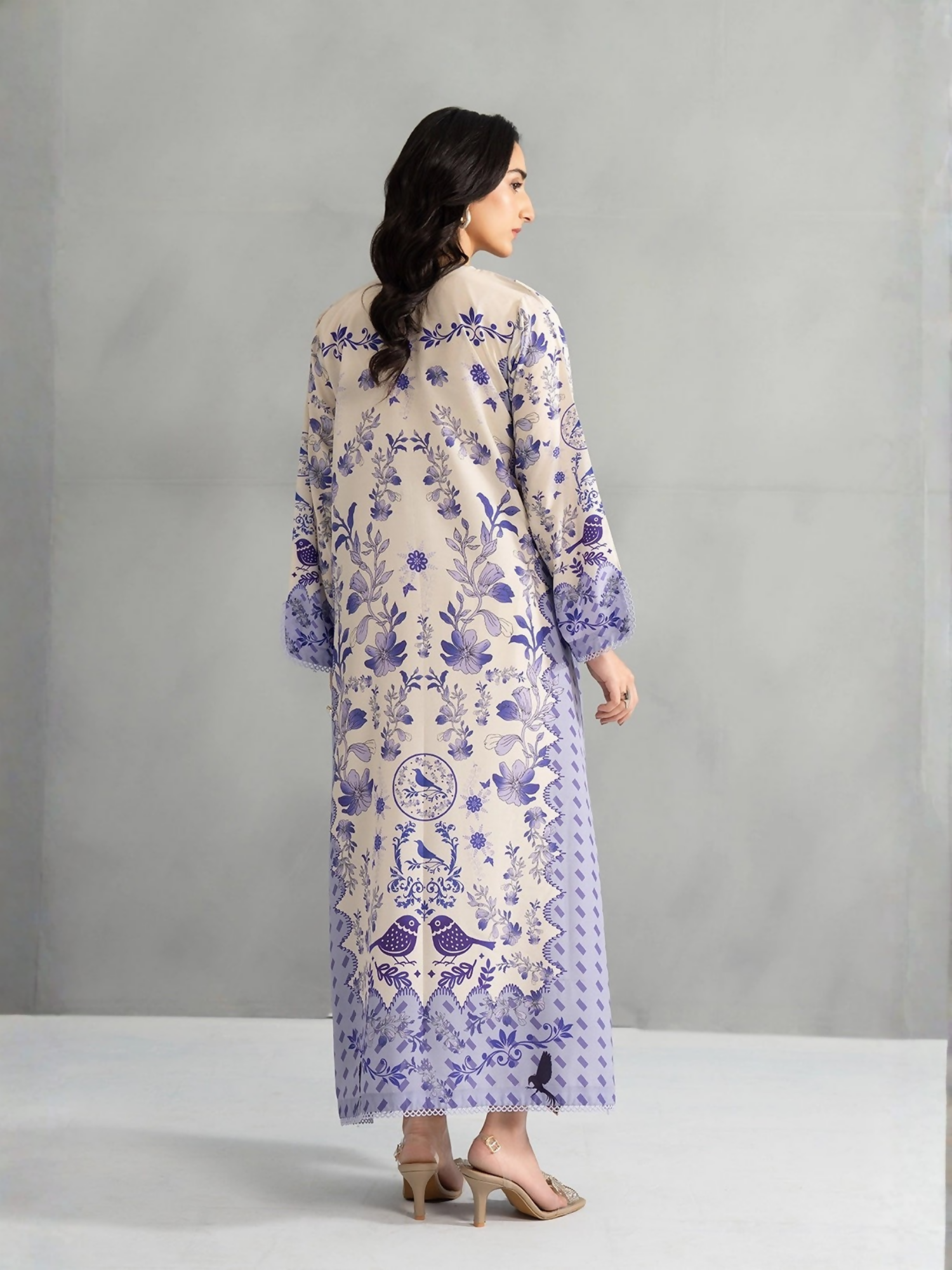 Panache Apparel Dear Summer Silk Lawn Printed Kaftan-Wild Daisy