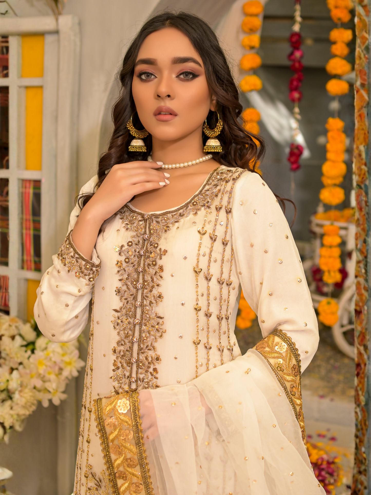 Ruby's Couture Poshak Chiffon Embellished Stitched Gharara-Atish