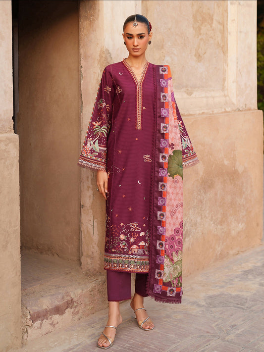 Binilyas Suroor Eid Pret'26 Lawn Embroidered Stitched 3-Piece Suit-242-A