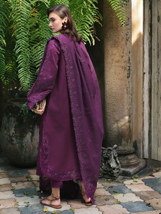 Qalamkar Qline Lawn Drop-1 Embroidered Unstitched 3-Piece Suit-RP-08-Liora
