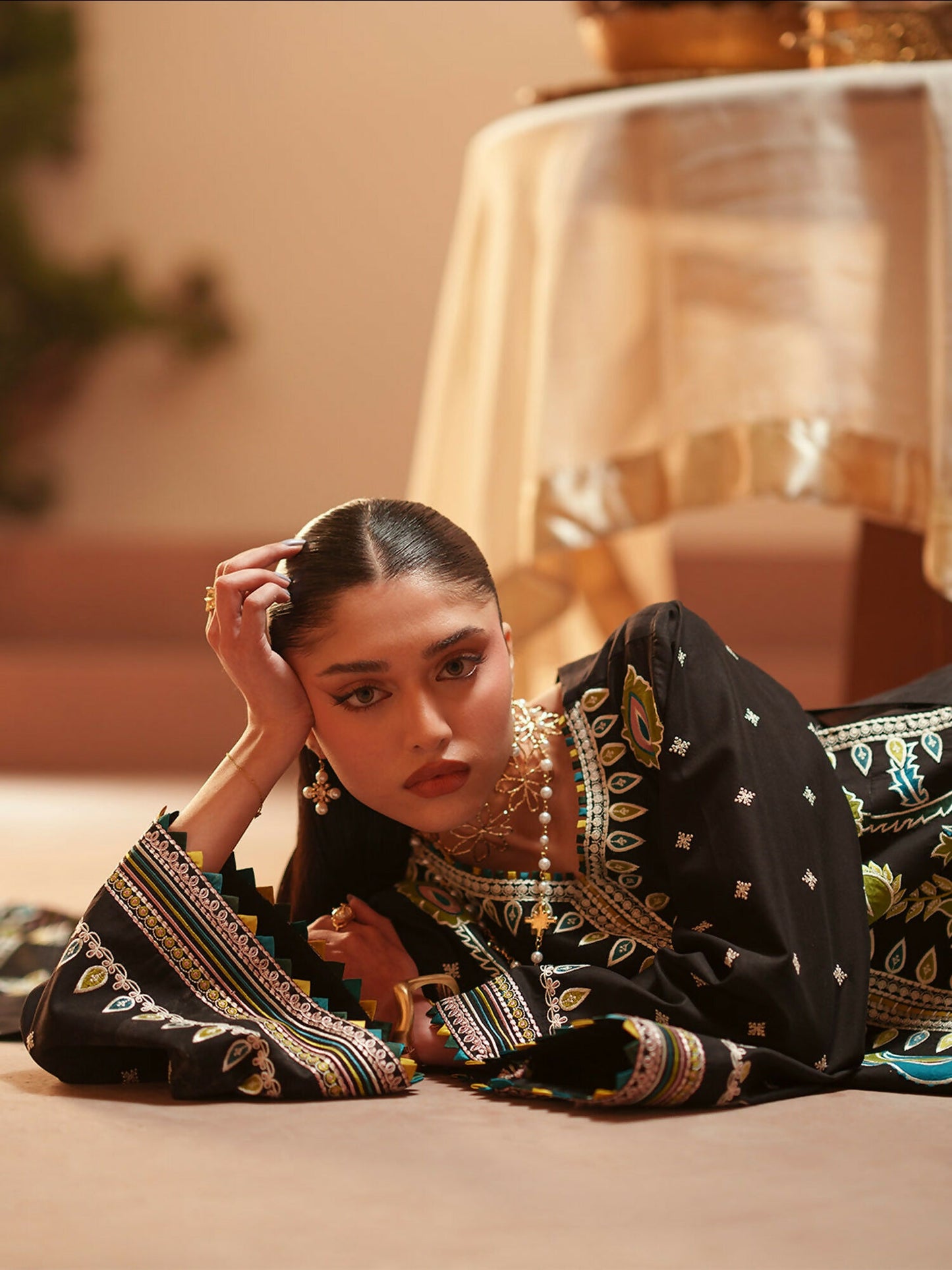 Binilyas Mashriq Luxury Lawn'26 Embroidered Unstitched 3-Piece Suit-D-118-B