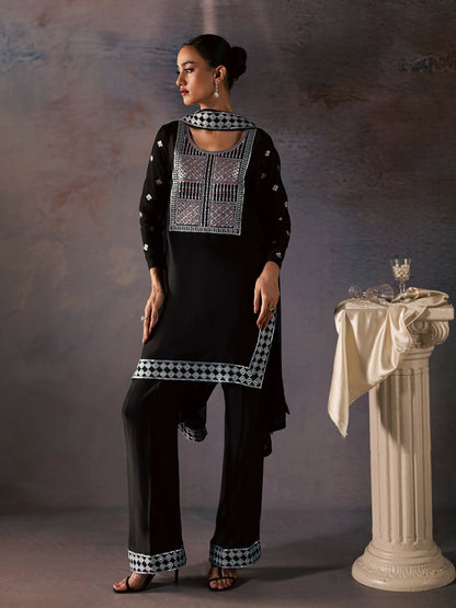 Allure By IH Be-My-Guest Thai Silk Embroidered Stitched 3-Piece Suit-Candy