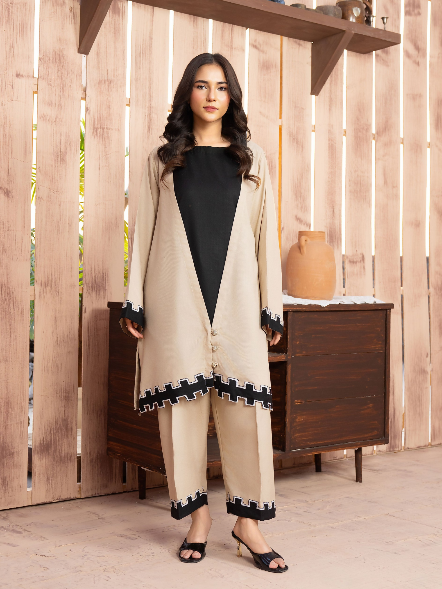 Panache Apparel Winter Core Linen Embroidered Stitched Suit-Peak
