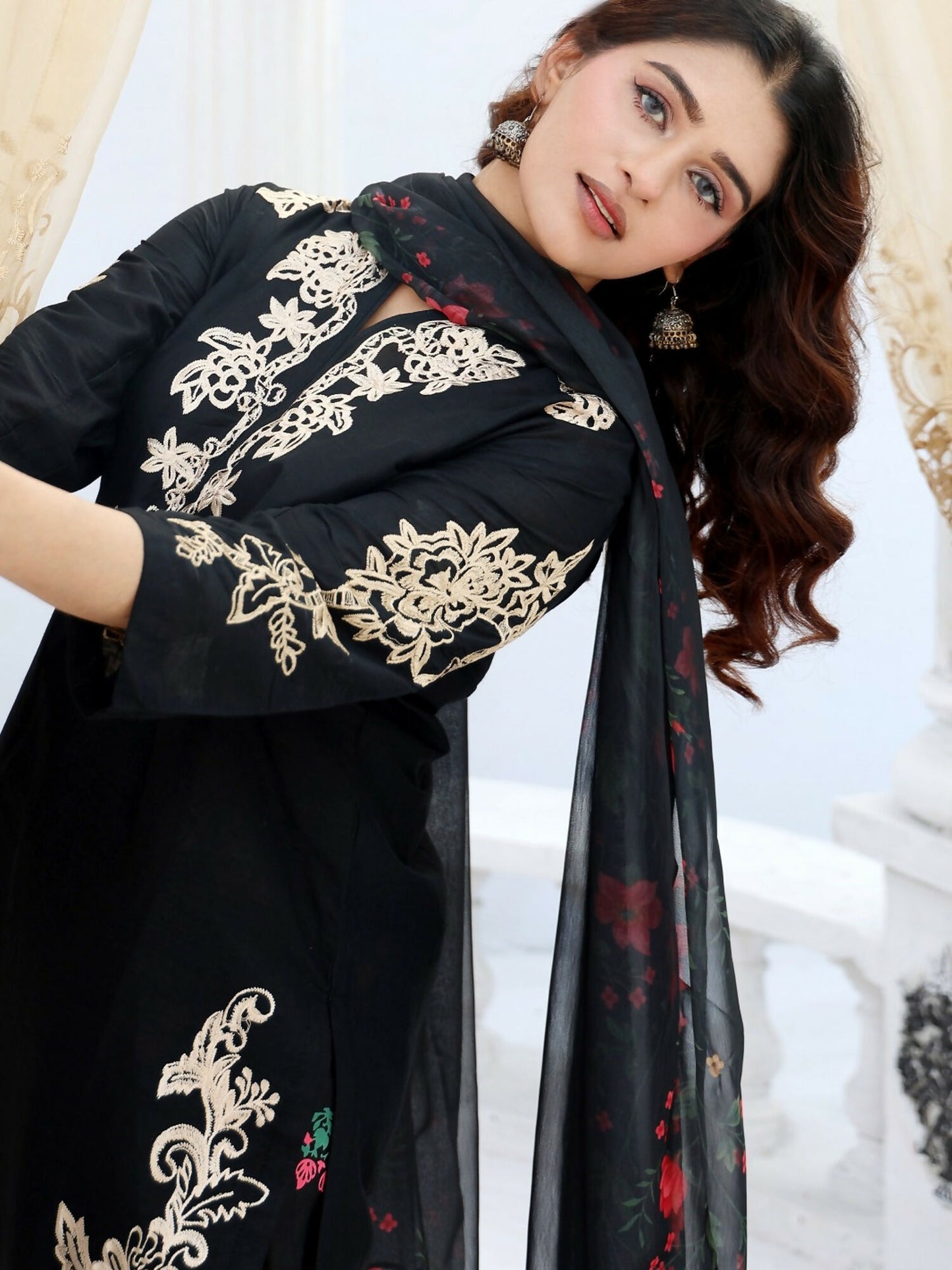 RB Pret & Couture Linen Embroidered Stitched 3-Piece Suit-06