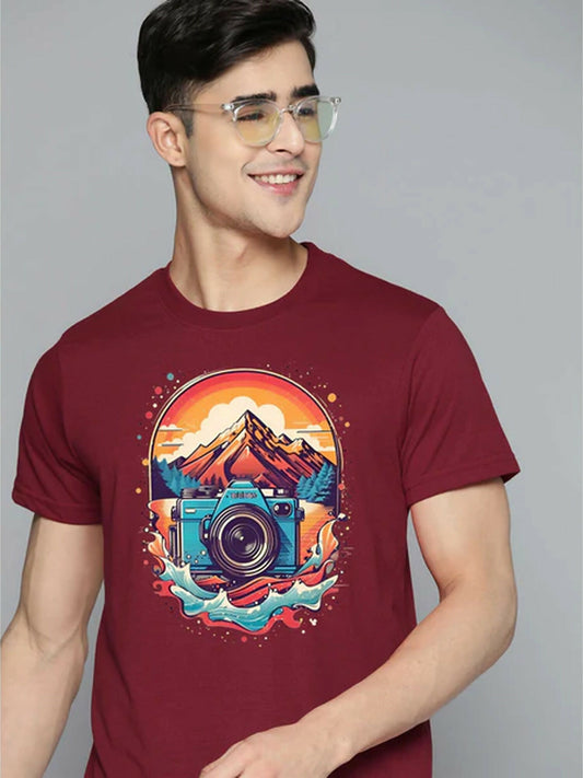Maroon Jupiter Printed Mountain Explorer Graphic Tee-Shirt-14442
