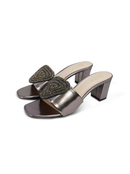 Grey Royale Leather Women’s Heels-777