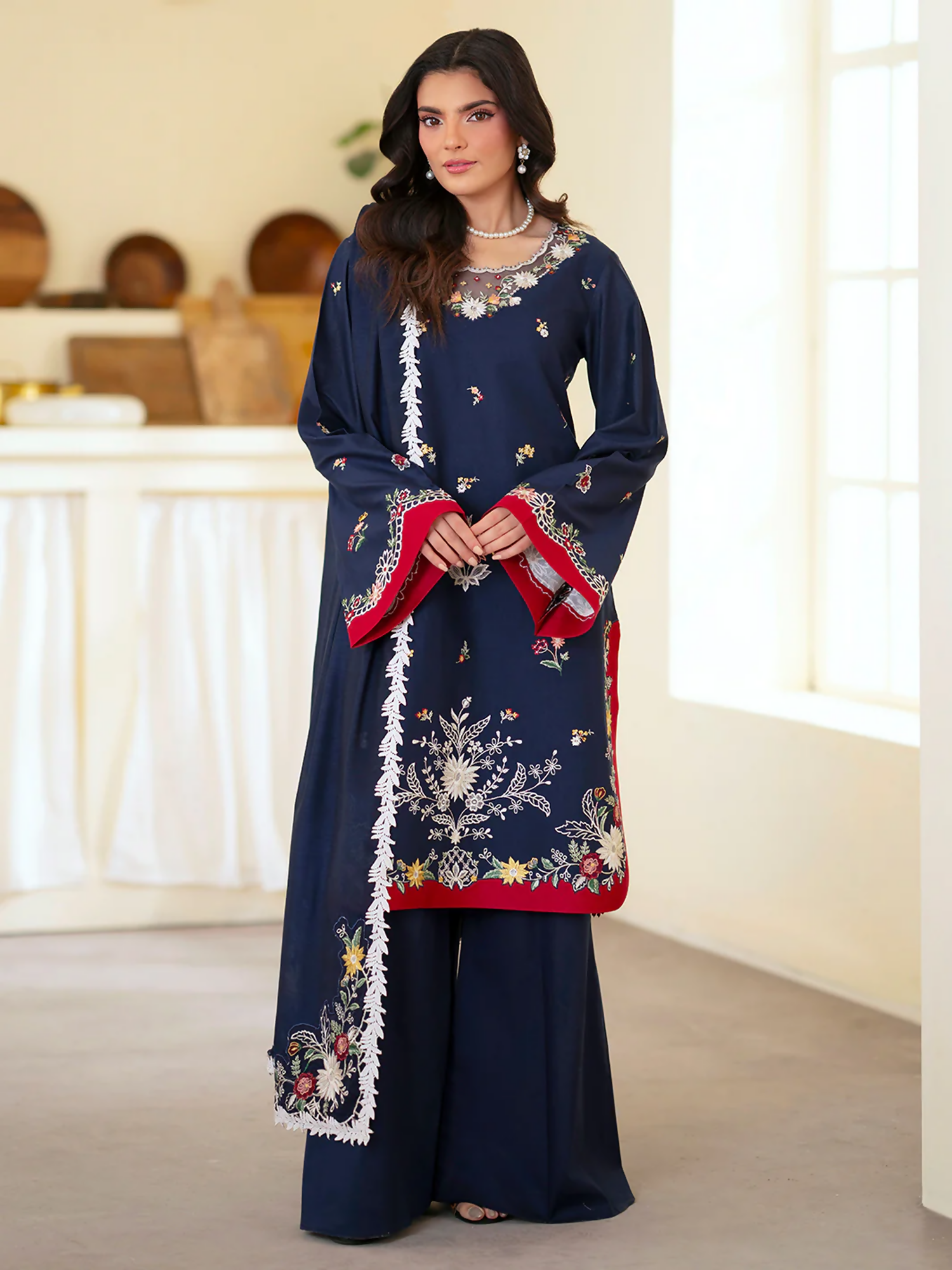 Mahnur Ember Lawn Embroidered Unstitched 3-Piece Suit-EM-010