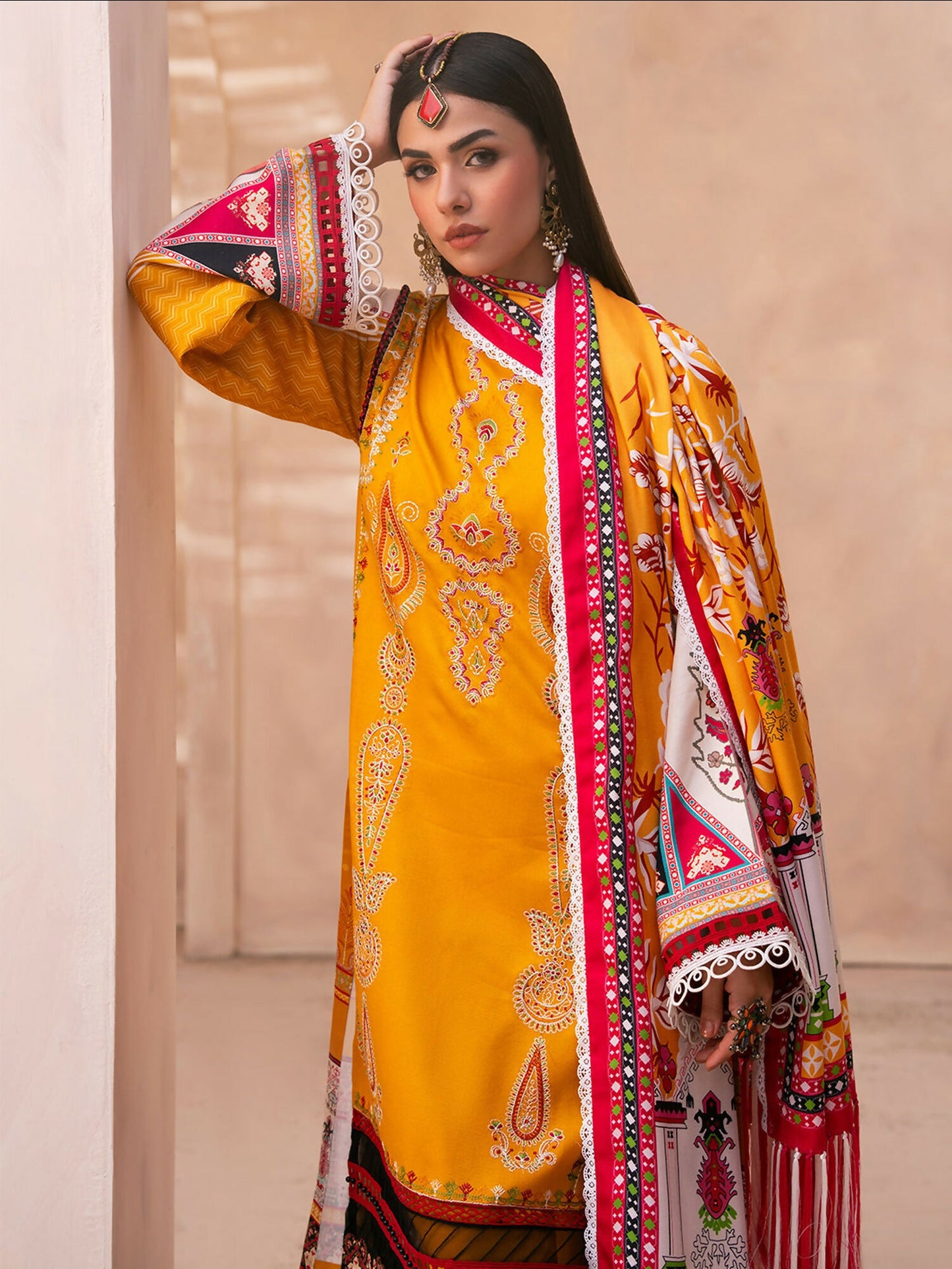 Binilyas Kotrai Embroidered Unstitched 3-Piece Suit-791-B