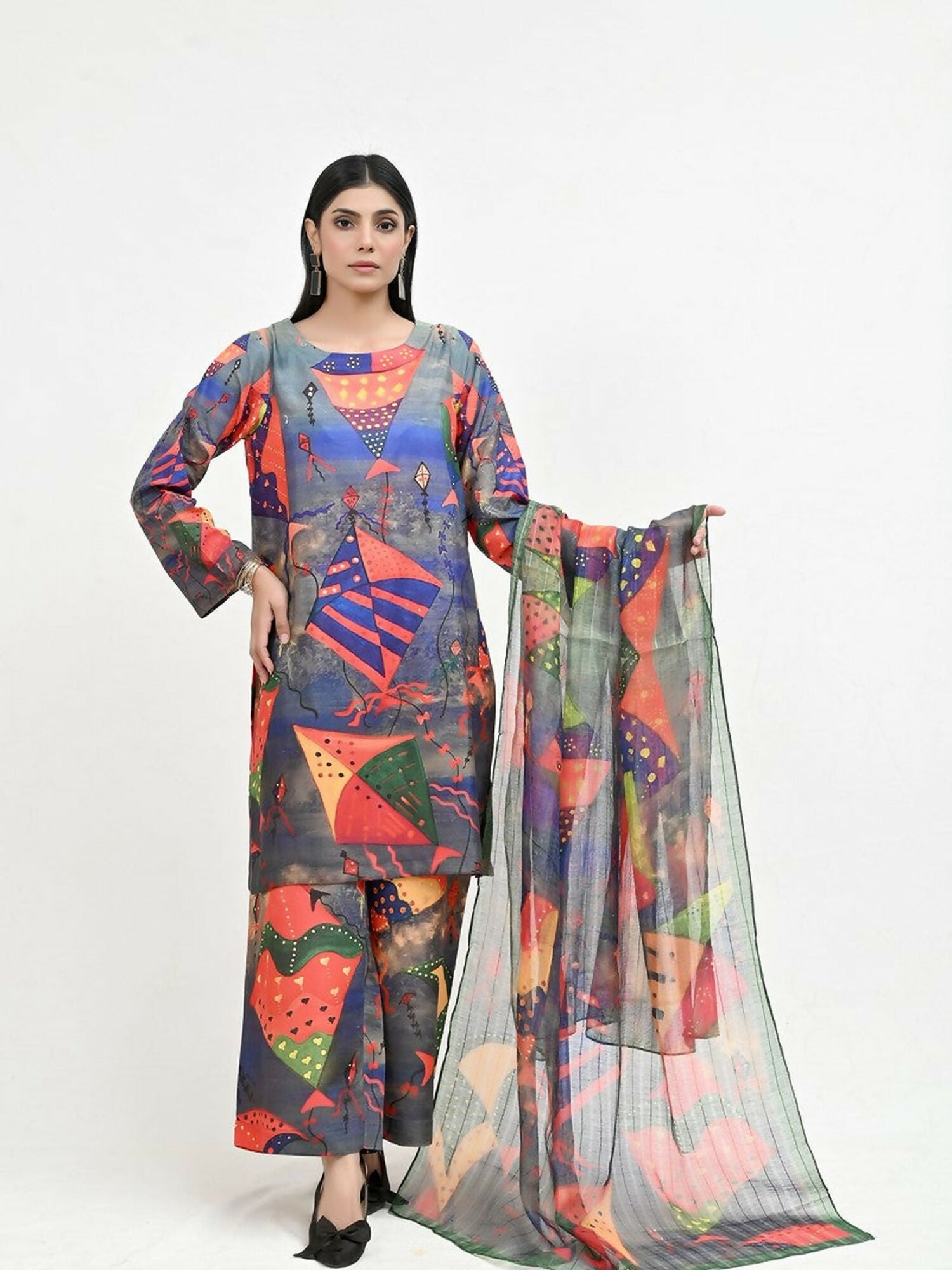Imran Aftab Basant Mela Raw Silk Printed Stitched 3-Piece Suit-IARP 05