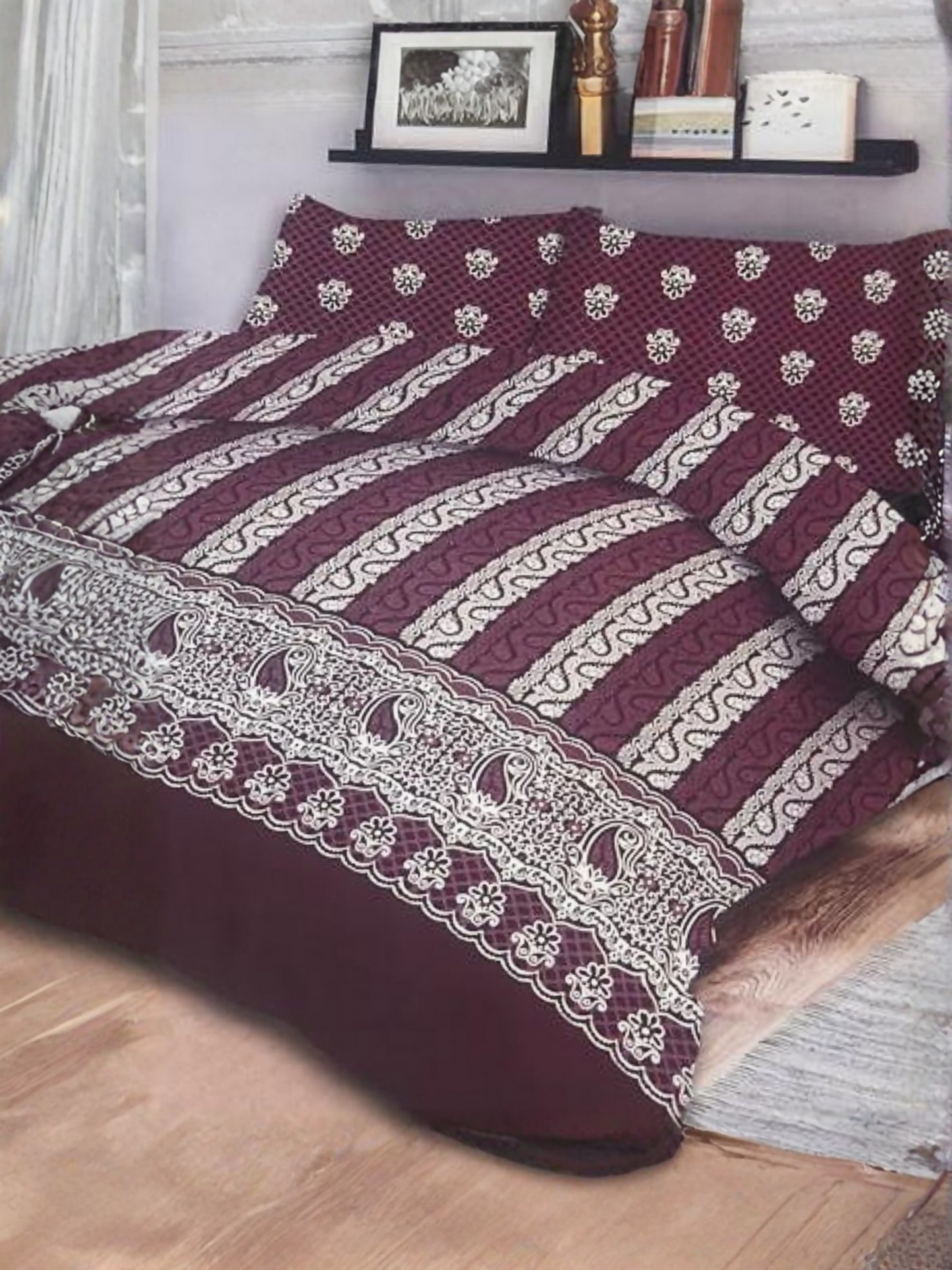 Diamond Dynasty Printed 3-Piece King Bedsheet Set-115