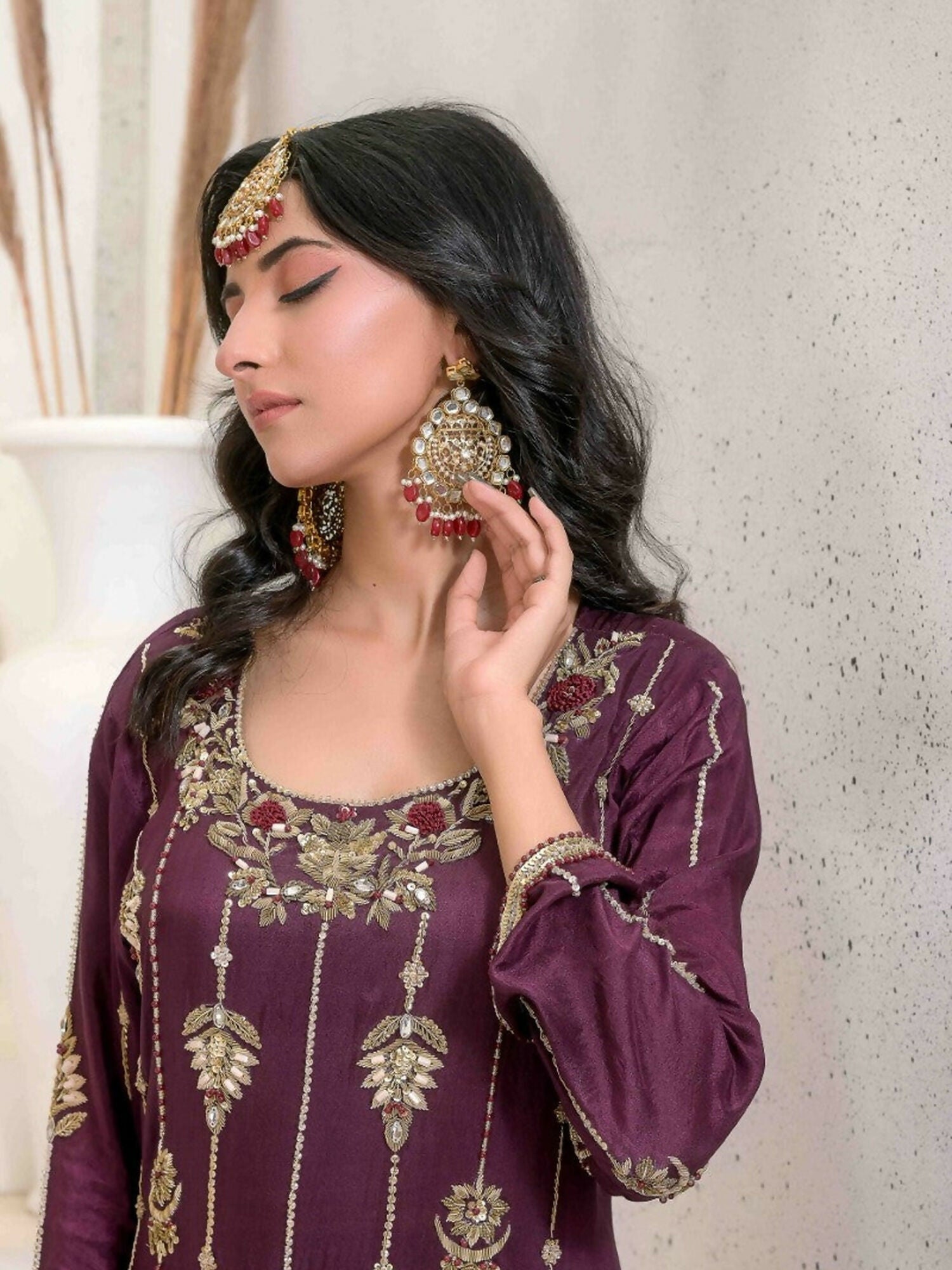 Ruby's Couture Ashiyana Pure Silk Embellished Stitched 3-Piece Suit-Parizaad