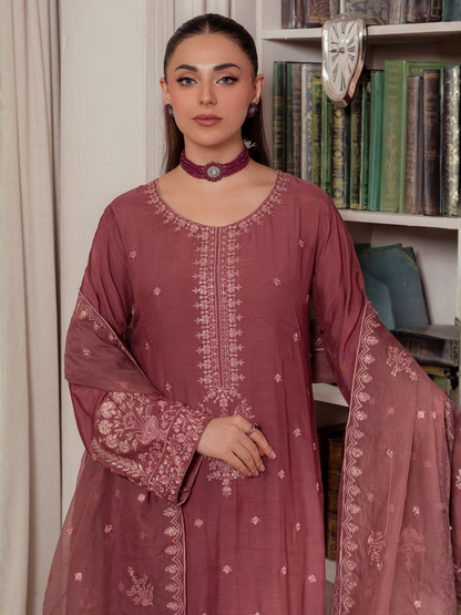 Panache Apparel Viscose Embroidered Stitched 3-Piece Suit-Twilight