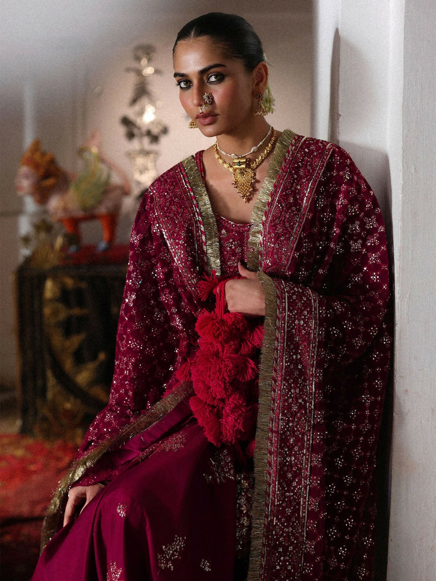 Hussain Rehar Festive Unstitched'26 Korean Raw Silk Embroidered 3-Piece Suit-Gulpanra