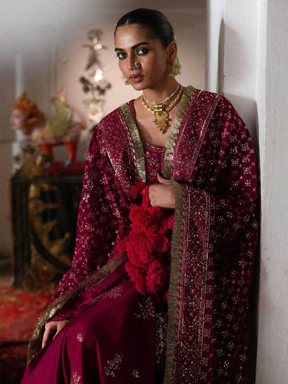 Hussain Rehar Festive Unstitched'26 Korean Raw Silk Embroidered 3-Piece Suit-Gulpanra