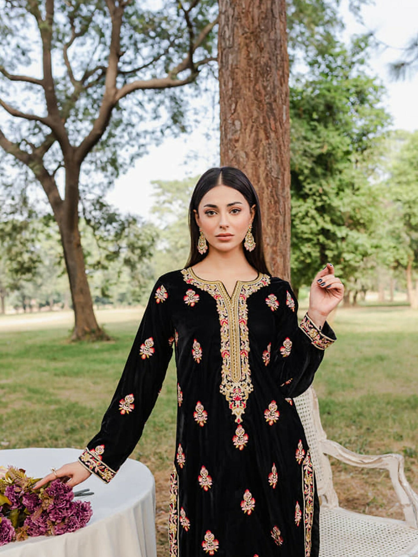 Panache Apparel Velvet Edit Micro Velvet 9000 Embroidered Stitched 3-Piece Suit-Jorah