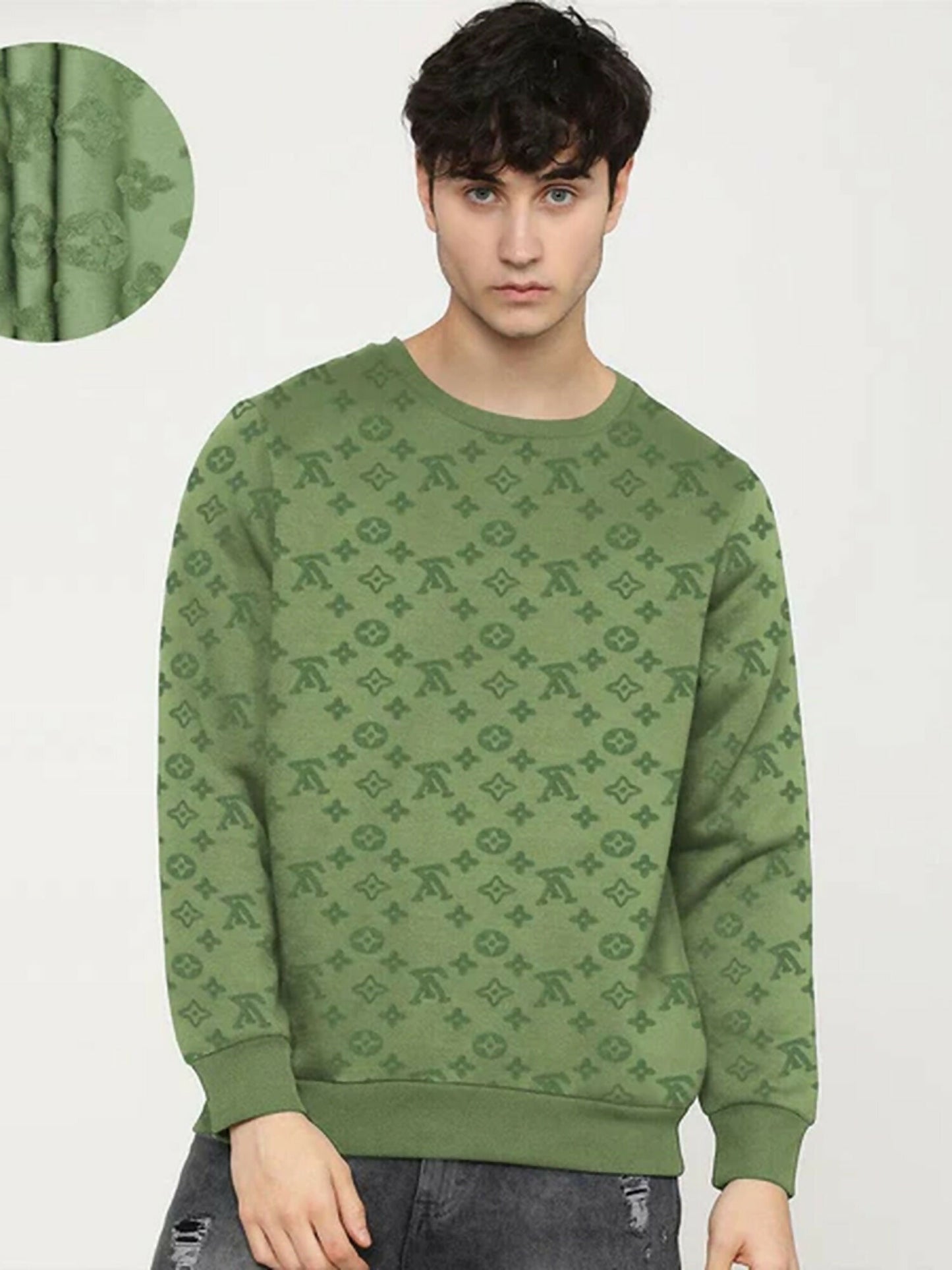 Jupiter Chanel Velvet Self Textured Sweat Shirts-14720
