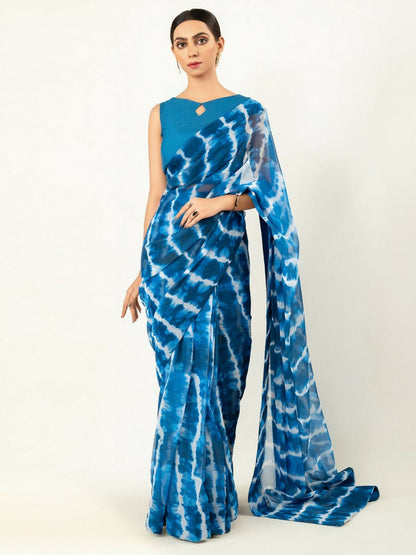 Imran Aftab Chiffon Printed Unstitched Saree-IASC 07