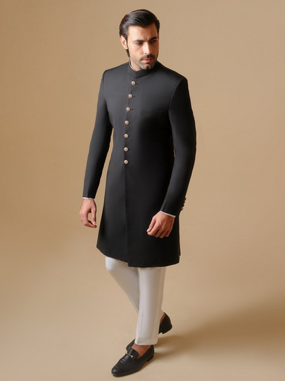 Gem Garments Janaan Jacquard Sherwani-Noir Majesty