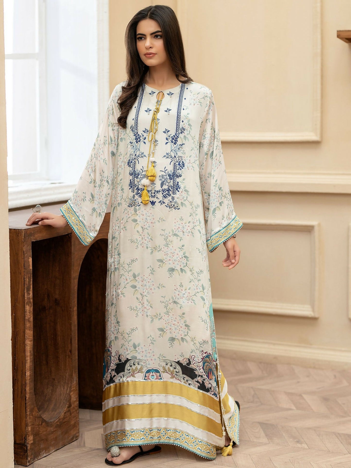 Shiza Hassan Miha Luxury Pret Satin Silk Printed 2-Piece Suit-Izel